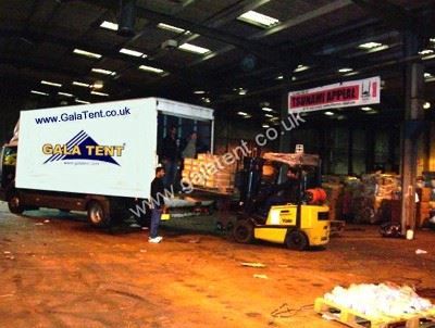 Unloading Gala Tents at Islamic Relief