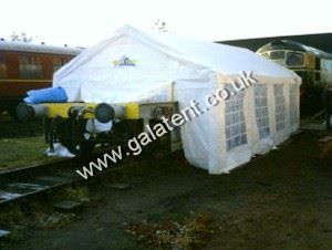Gala Tent Marquee being used to cover a railway wagon for repairs