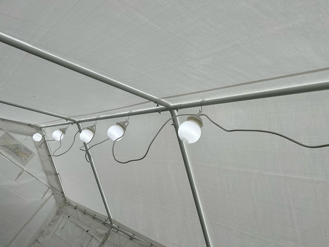 LED Globe Lights inside Gala Tent Marquee