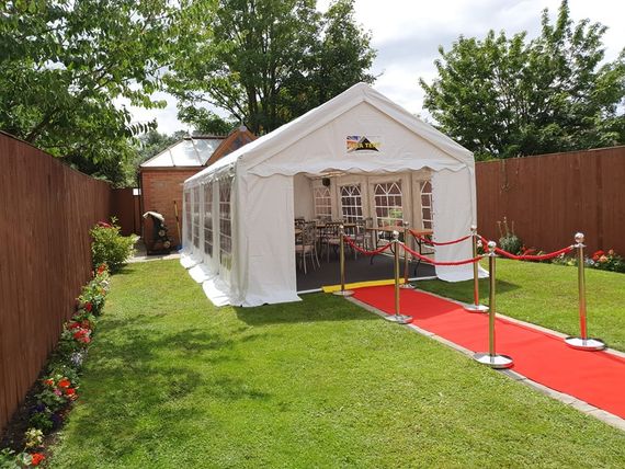 party tent in garden