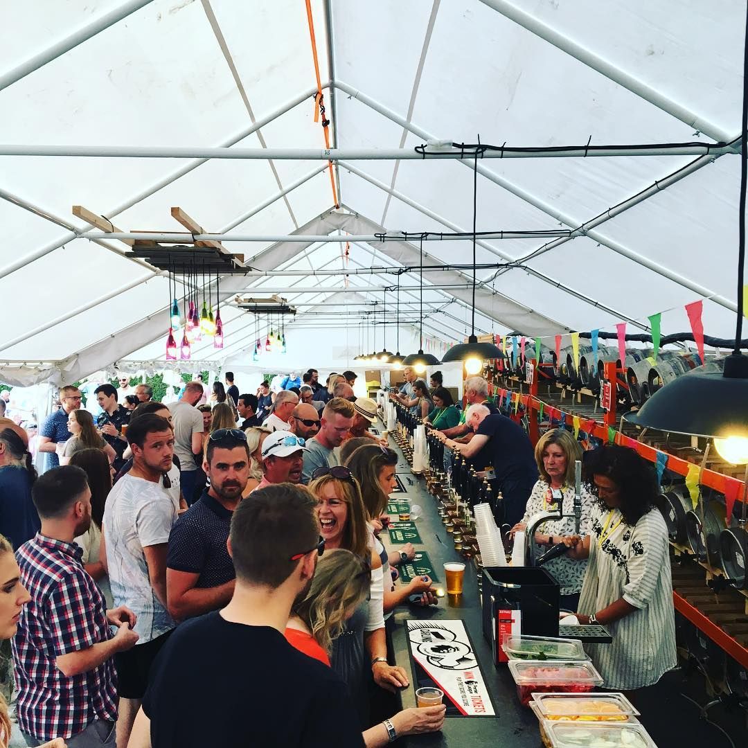 An outdoor beer tent marquee