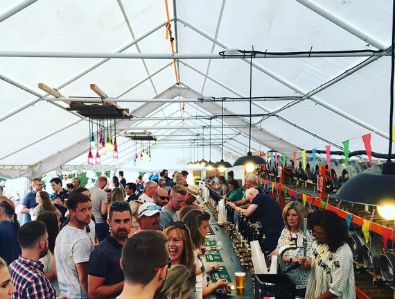 An outdoor beer tent marquee