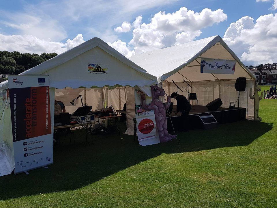 two marquees at a festival