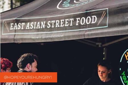 A printed gazebo for an east asian streetfood vendor
