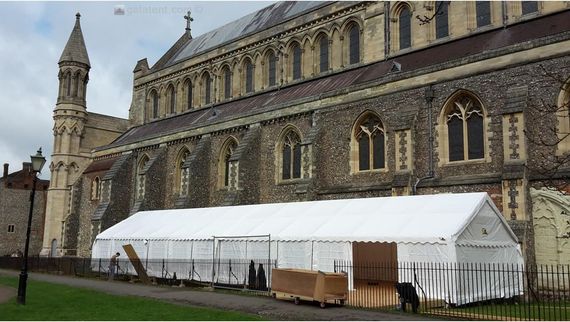 large hire marquee at church A large gala tent marquee outside a church