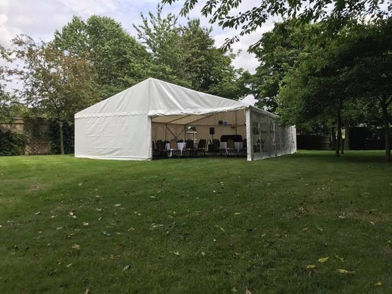 large hire marquee from distance