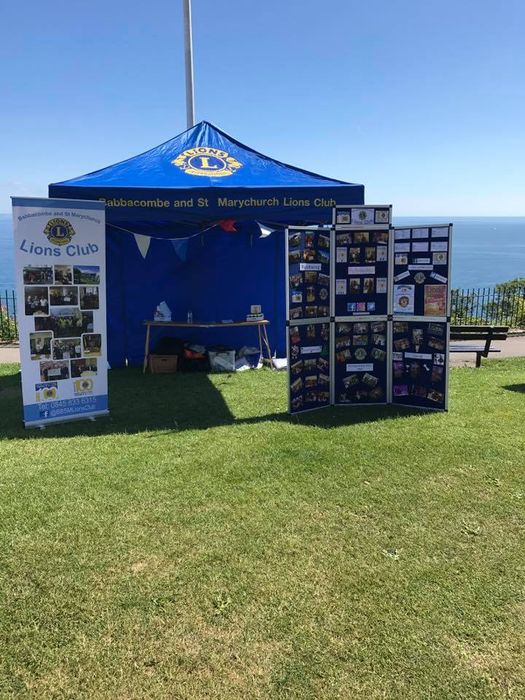 printed lions club charity gazebo 1 A custom printed business gazebo set up outside