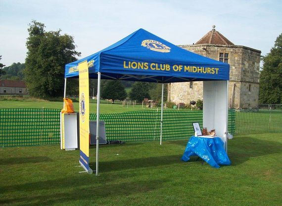 printed lions club charity gazebo 5 A custom printed business gazebo set up outside