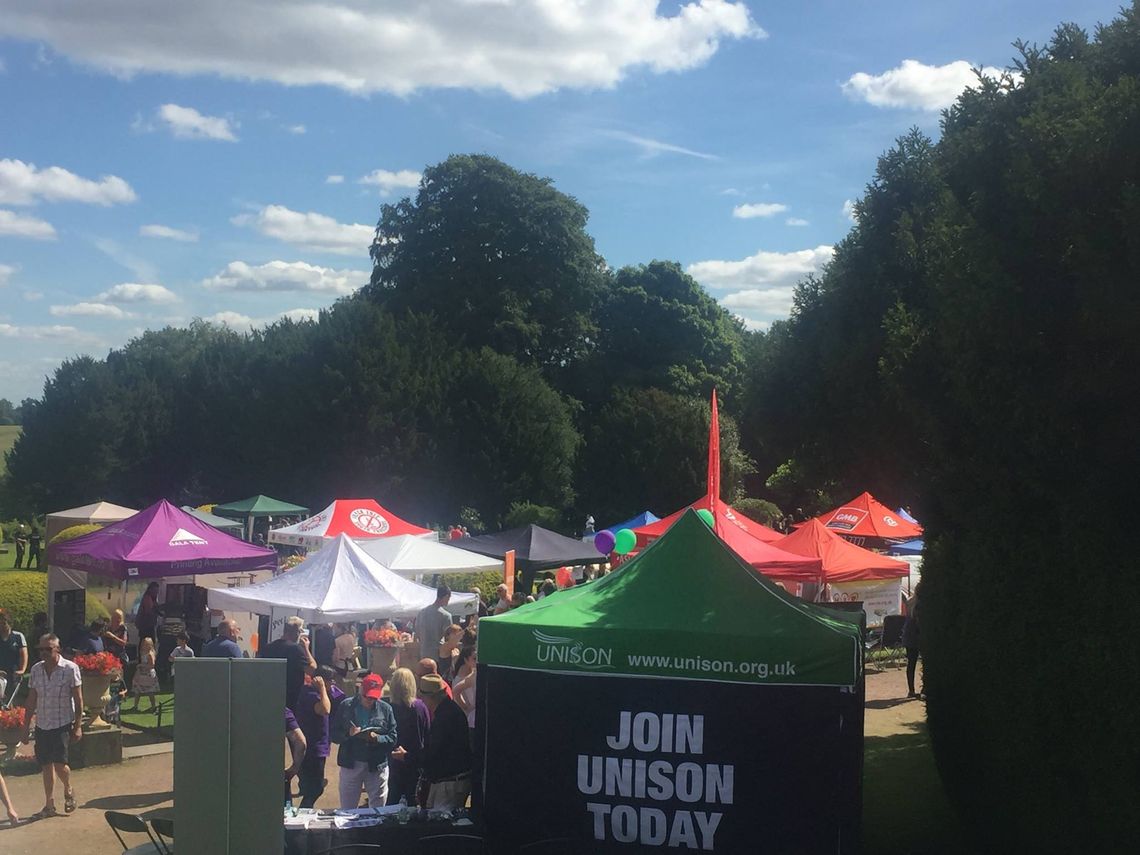 Market stall gazebos in operation