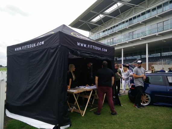 Custom Printed Gala Shade Gazebo at a trade show
