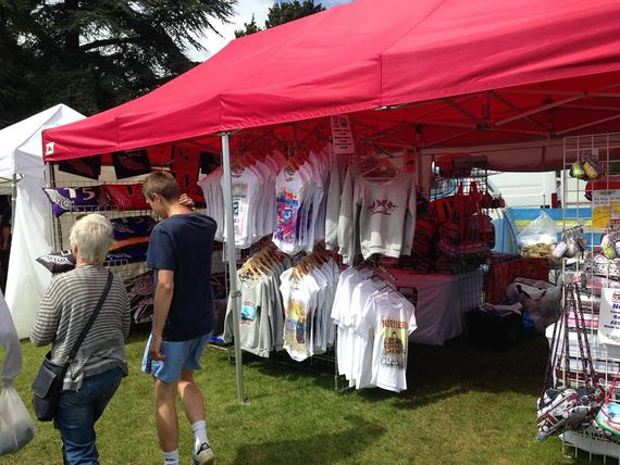 red gazebo clothes stall