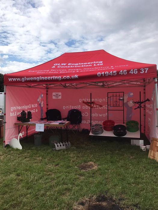 red printed gazebo at trade show 2