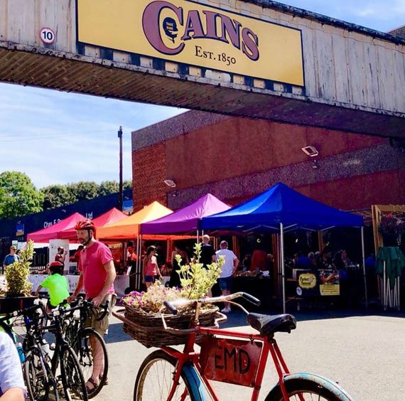 town market stalls in use