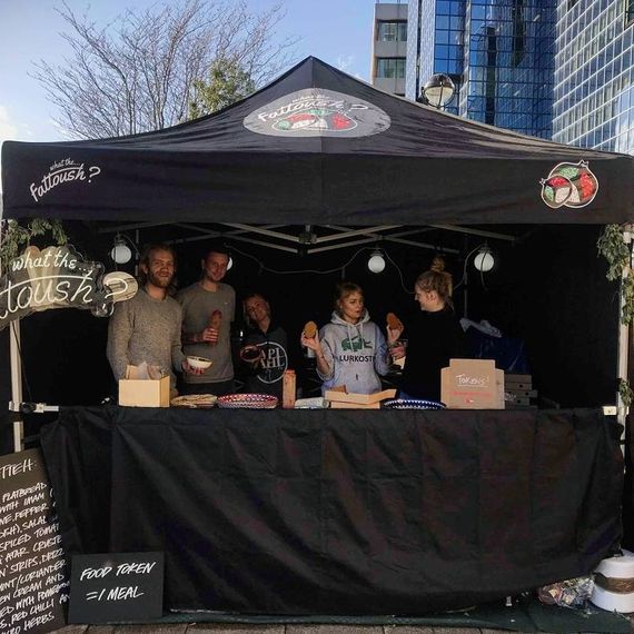 black street food gazebo A gazebo with custom printed branding for a catering vendor