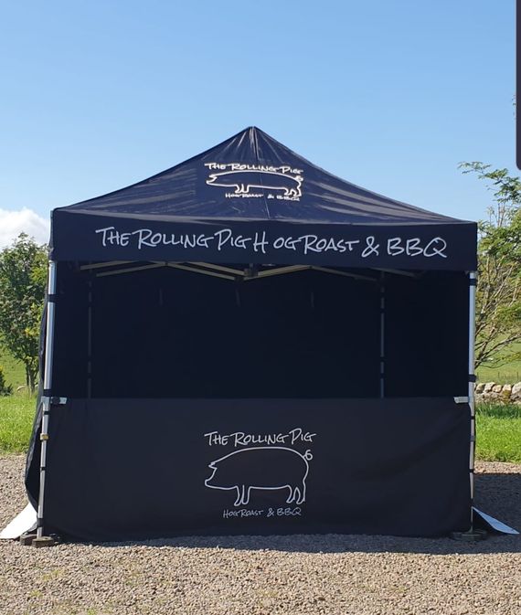 hog roast catering gazebo A gazebo with custom printed branding for a catering vendor
