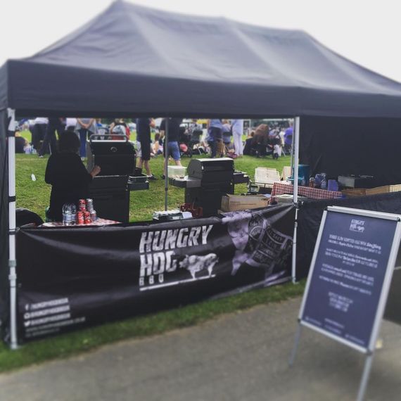 hog roast gazebo 1 A gazebo with custom printed branding for a catering vendor