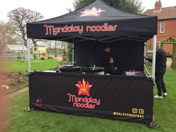 printed noodle bar gazebo A gazebo with custom printed branding for a streetfood vendor