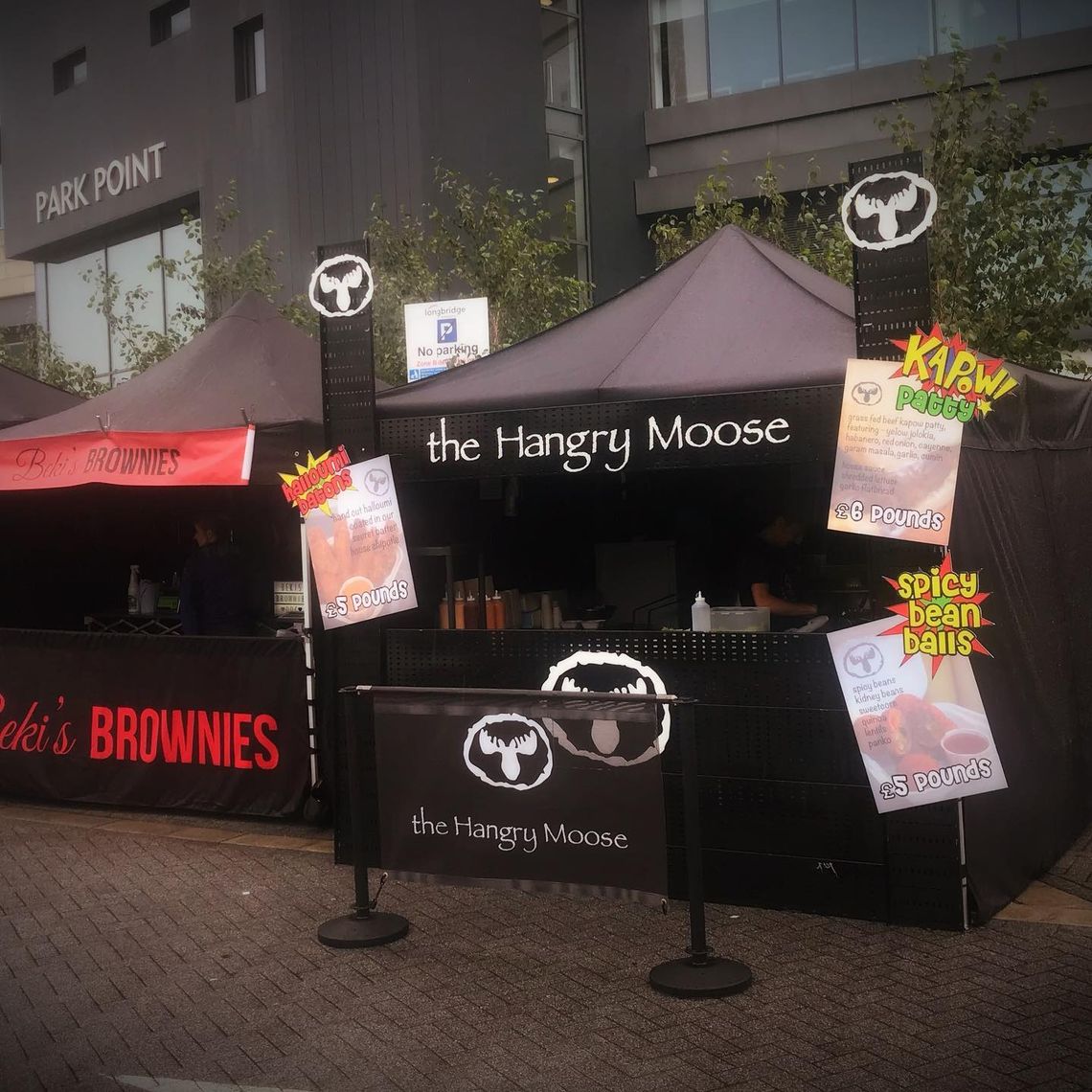 A gazebo with custom printed branding for a streetfood vendor