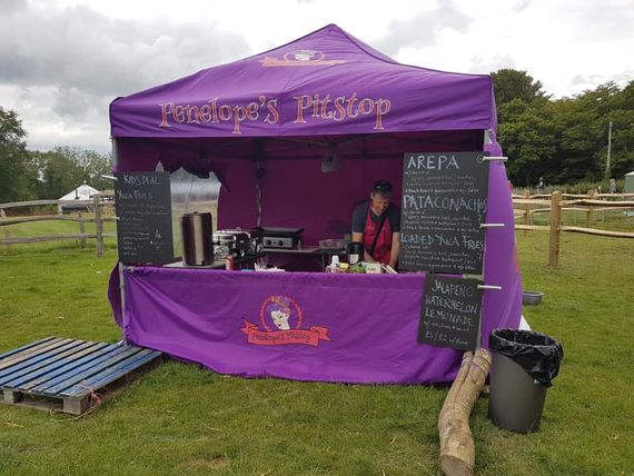 purple printed catering gazebo A gazebo with custom printed branding for a streetfood vendor
