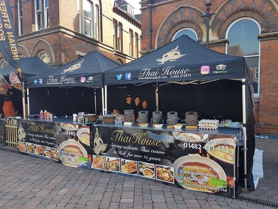 street food market stall A gazebo with custom printed branding for a streetfood vendor