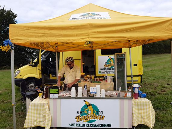 yellow printed ice cream gazebo