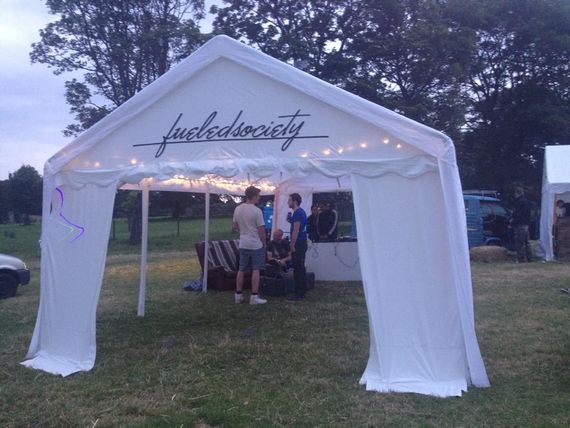Marquees at an outdoor auto show