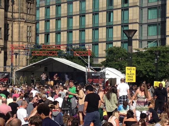 A fusion marquee sheltering a performance at the tramlines festival stage