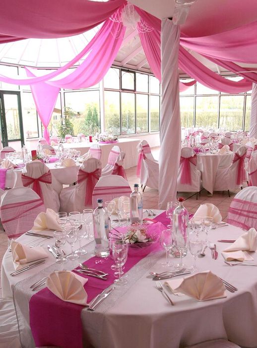 Gala Tent Marquee outdoor party with decorative pink lining and furniture