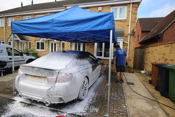 blue car wash gazebo