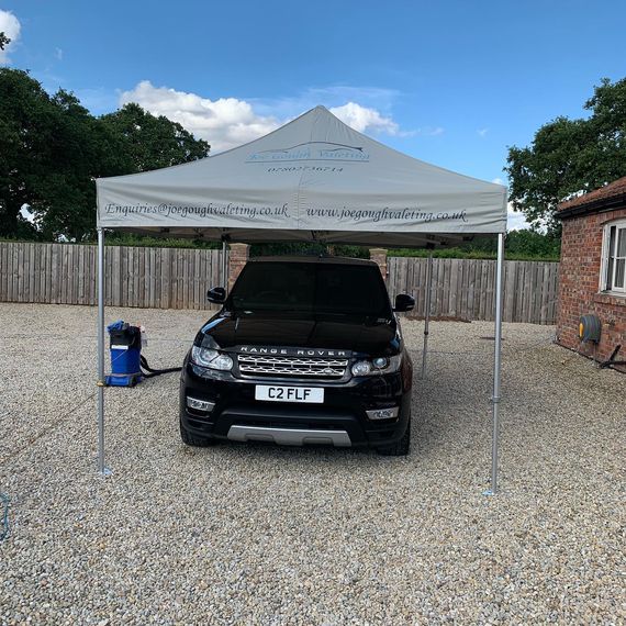 valeting gazebo taupe over car