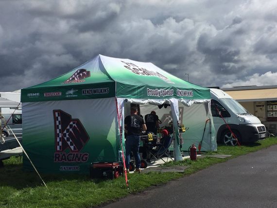 printed karting race tent Printed Pop Up Motorsport Tent at an outdoor motorsports event