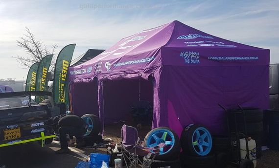 purple printed drift paddock tent