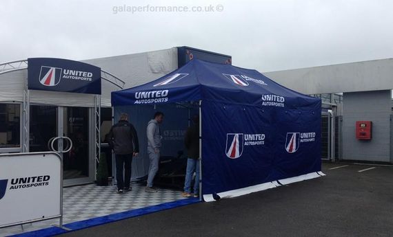 united autosports race tent Printed Pop Up Motorsport Tent at an outdoor United Autosports event