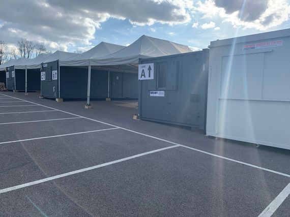nhs gazebos nightingale Gazebos for NHS Nightingale set up outdoors in the car park