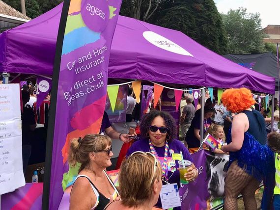 printed information stand Printed Purple Information Gazebo at an outdoor event
