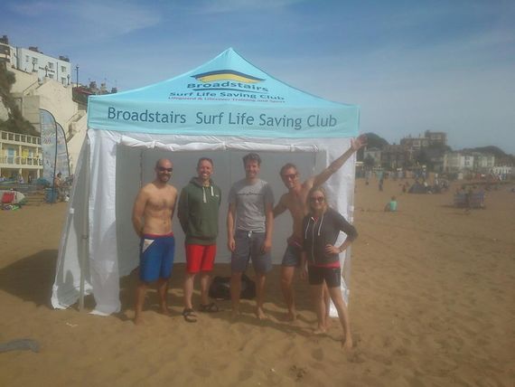 Broadstairs Surf Life Saving Club printed gazebo on the beach