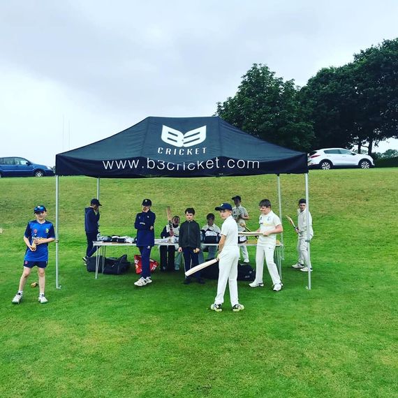 Printed Cricket Club Gazebo with players standing around