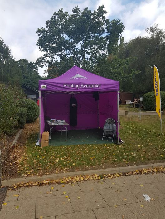 gala tent scouts gazebo 4 Purple scouting gazebo with printed canopy and sidewalls