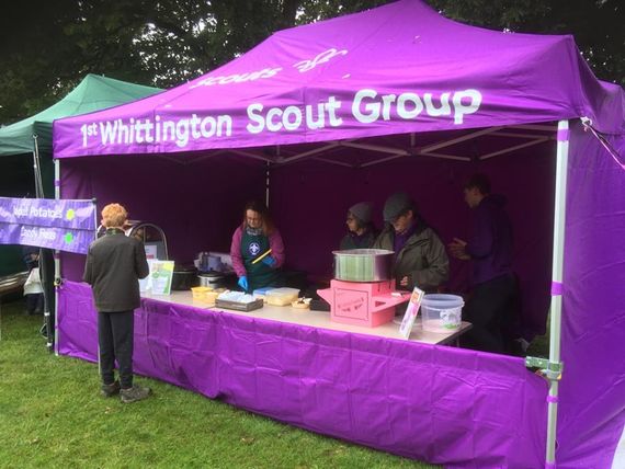 large printed purple scouting gazebo Purple scouting gazebo with printed canopy and sidewalls