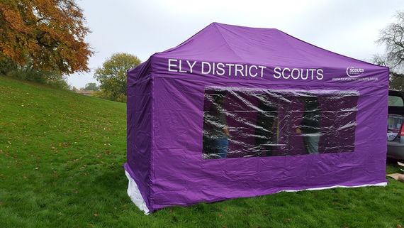 purple scouting gazebo Purple scouting gazebo with printed valance
