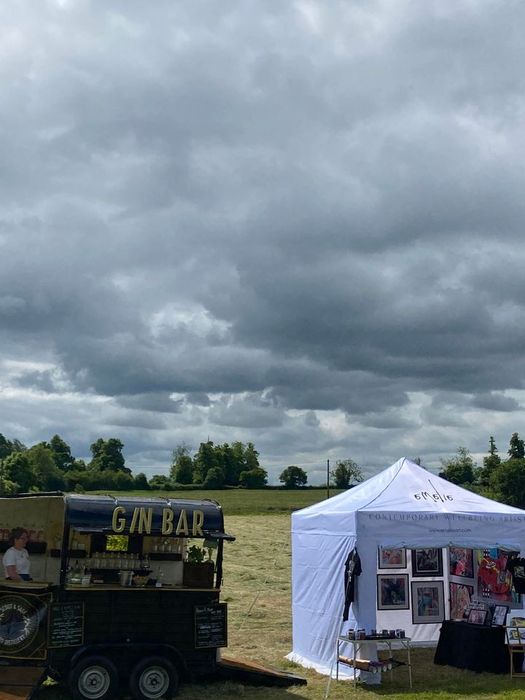 A printed gazebo canopy for Emelie Art at an outdoor exhibition