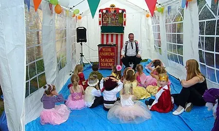 Children’s garden party tent colorful setup