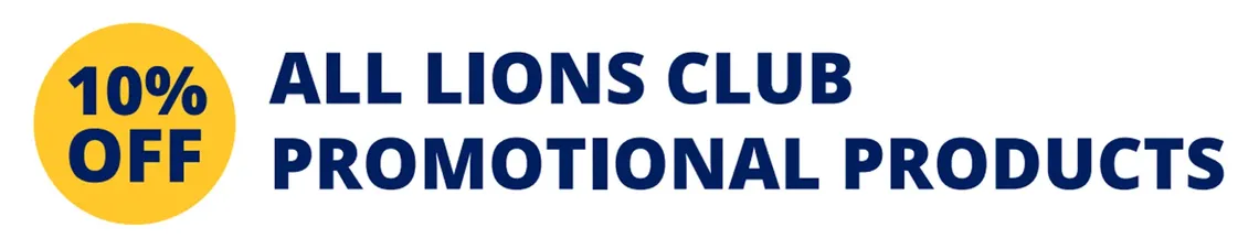 A plain banner with the message that all lions club members receive 10% discount