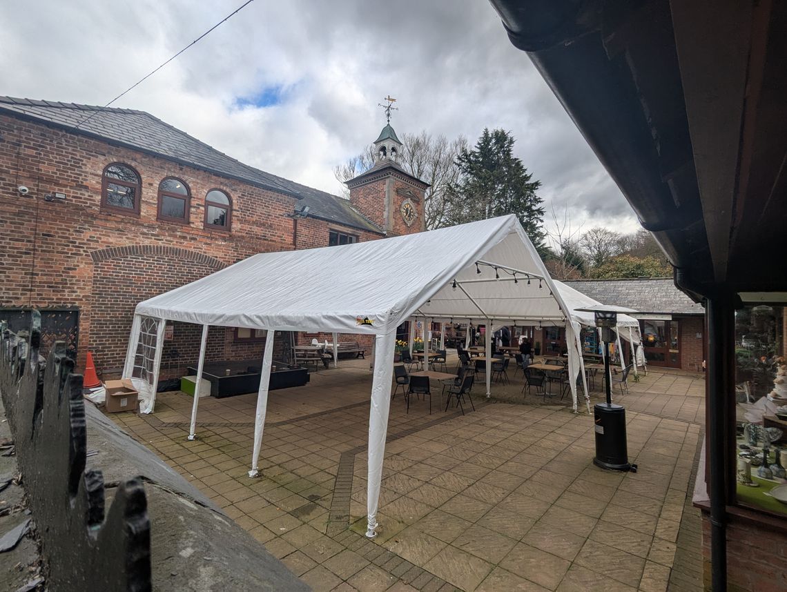 A marquee at Castle Park Arts Centre in Frodsham, Cheshire