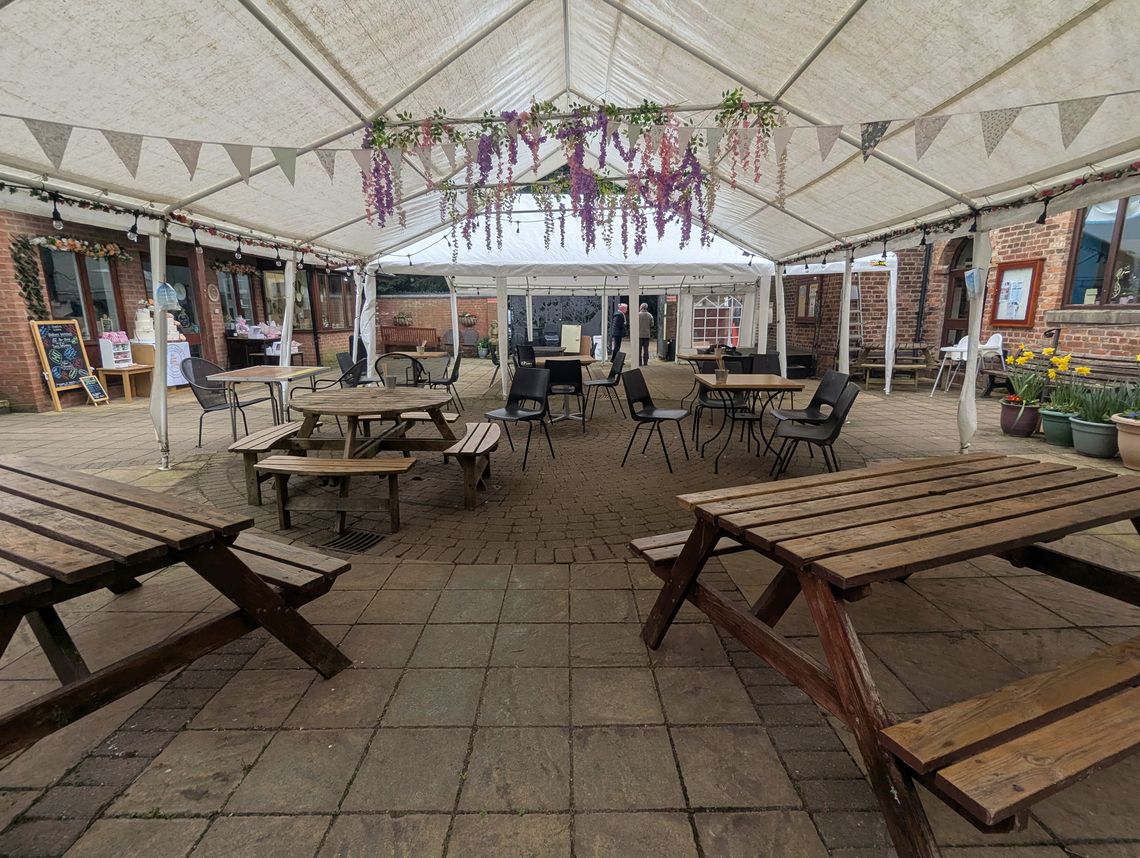 Inside the marquees at Castle Park Arts Centre