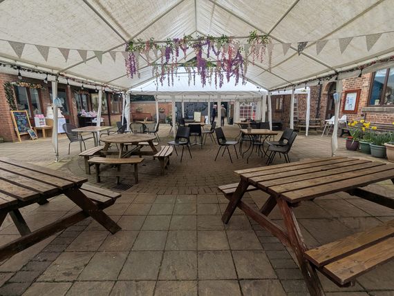 Inside the marquees at Castle Park Arts Centre