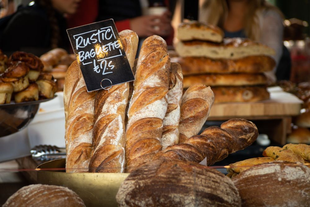 artisan bread on a market stall