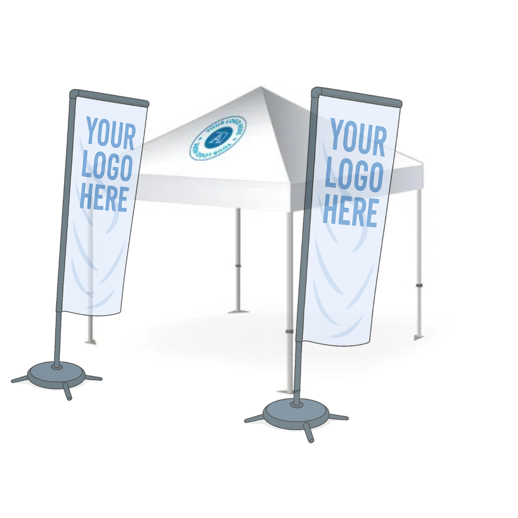 low cost printed gazebo with single side 3m flags bundle