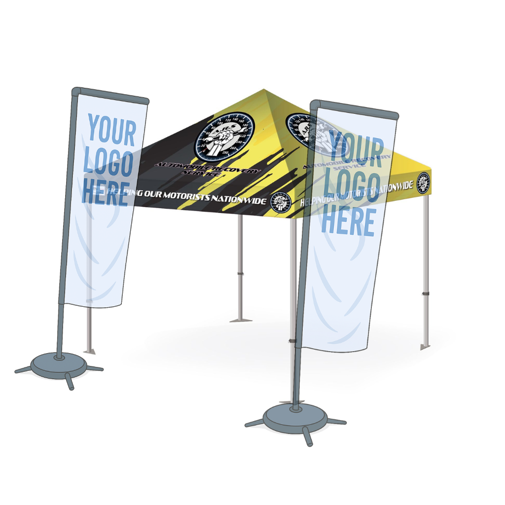 printed gazebo with single side 3m flags bundle full print