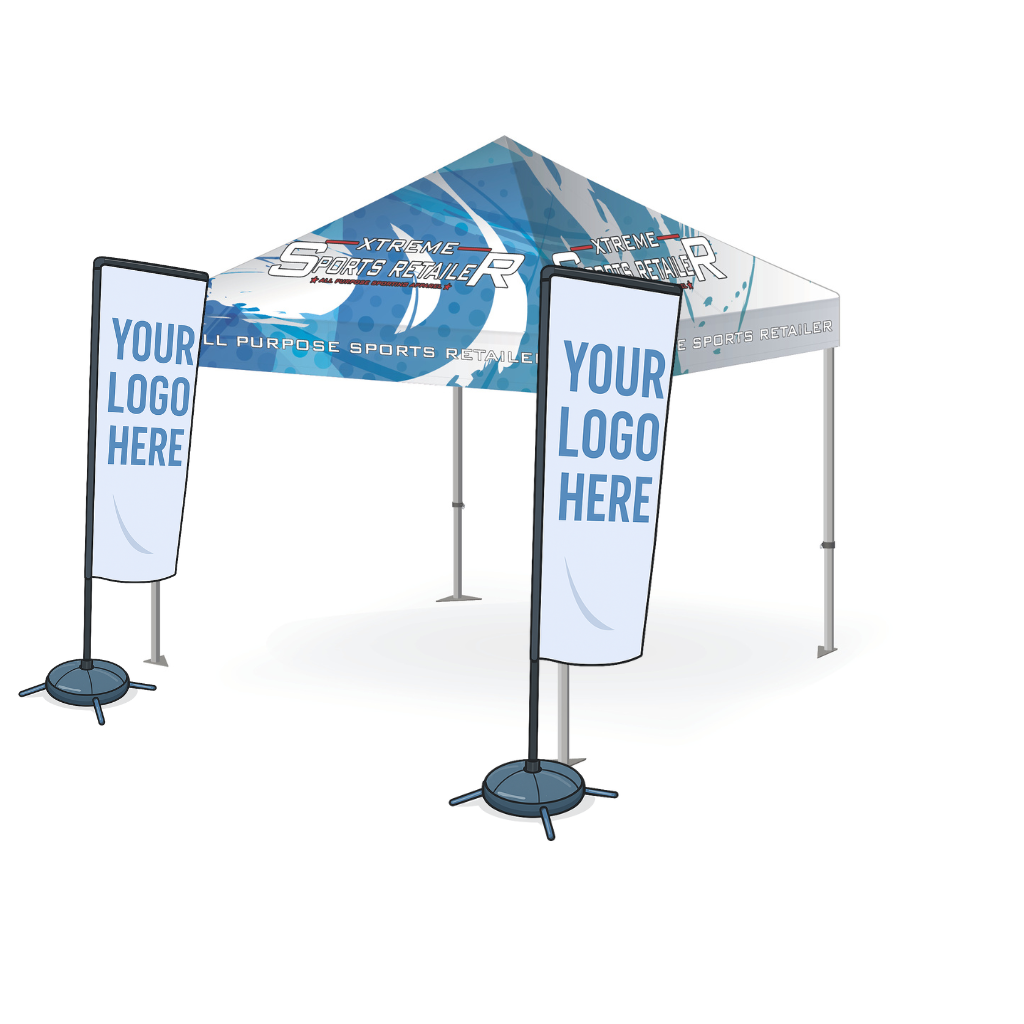 printed gazebo with double side flags bundle front print